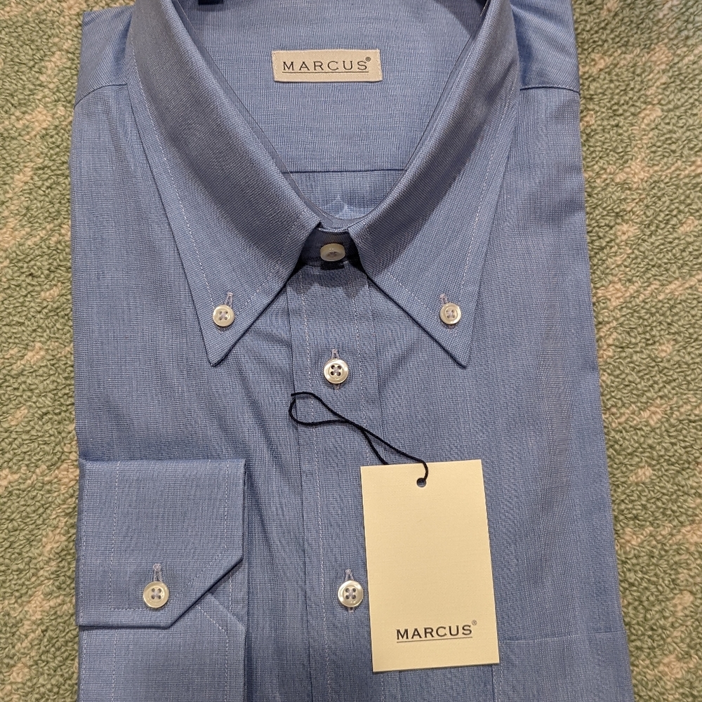 Marcus brand blue dress shirt size 46 neck 16